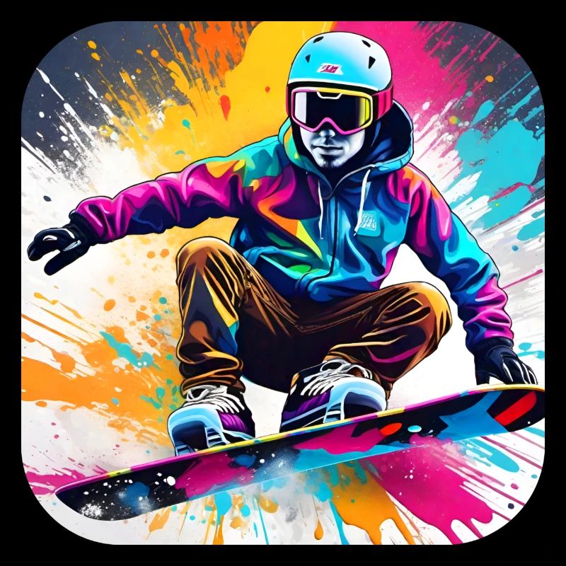 Cool snowboarder dans un style graffiti coloré