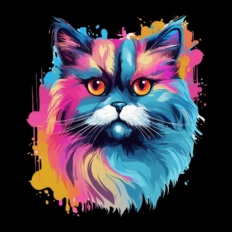 Bunte Himalaya Katze Farbkleckse Farbspritzer