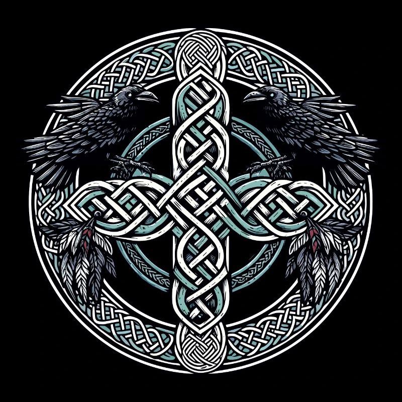 Celtic Cross with Ravens