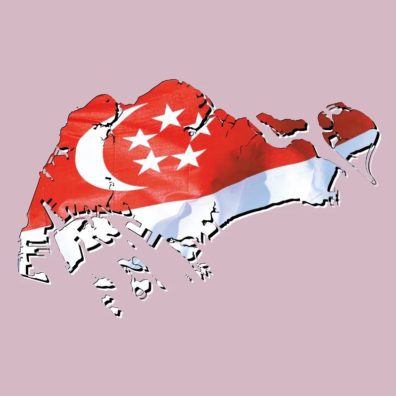 Drapeau de Singapour sur la carte de Singapour