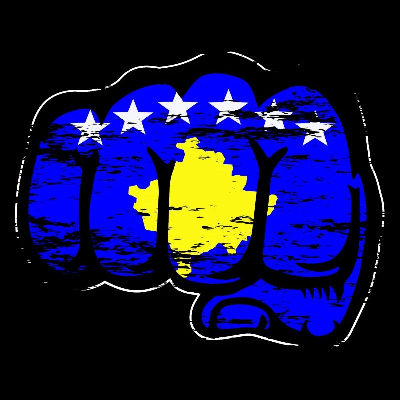 Poing de la main du drapeau du Kosovo utilisé