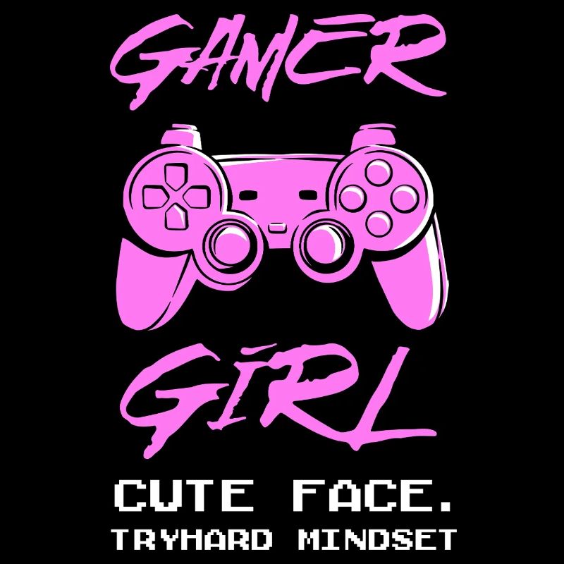 Gamer Girl Controller Spruch Cute Face Tryhard