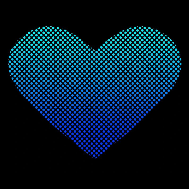Love - Coeur Bubble Nuances de Bleus
