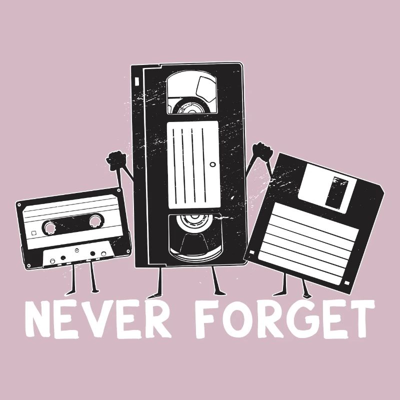 Never Forget Media Cassettes, VHS, and Floppy disk