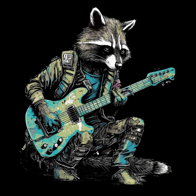 Waschbär mit Gitarre