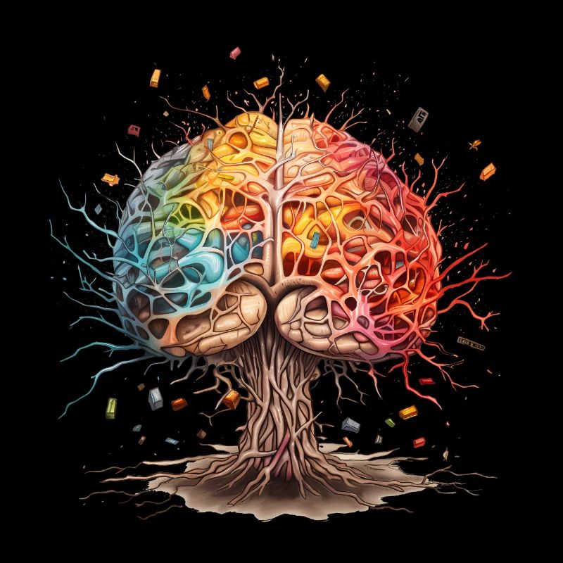 Colorful Artful Brain as a Tree - ADHD Autism