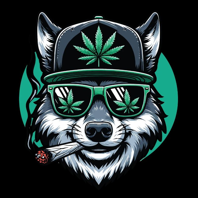 Ein Wolf raucht einen Marihuana-Joint