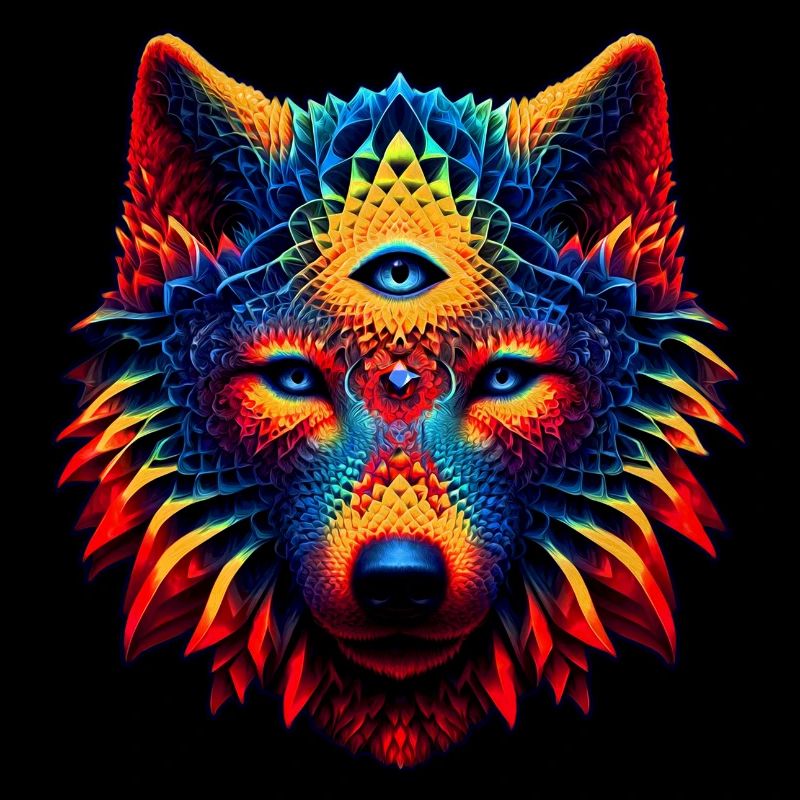 Fraktal Wolf Geist Tier Design Mystischer Wolf