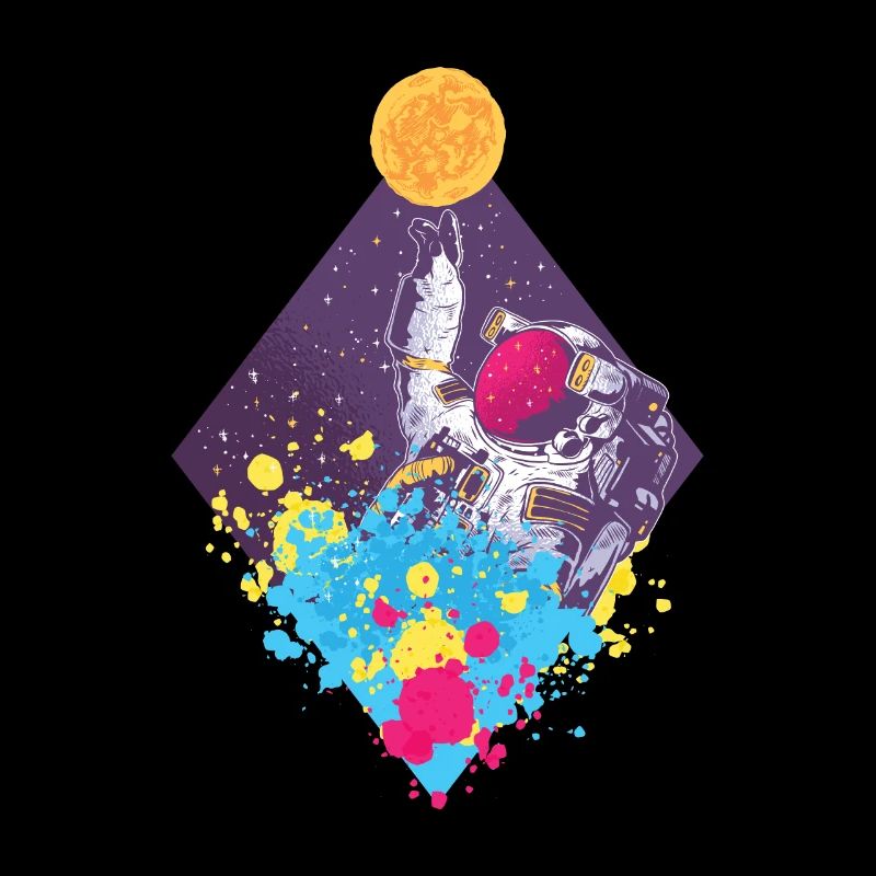 Colorful Spaceman flying