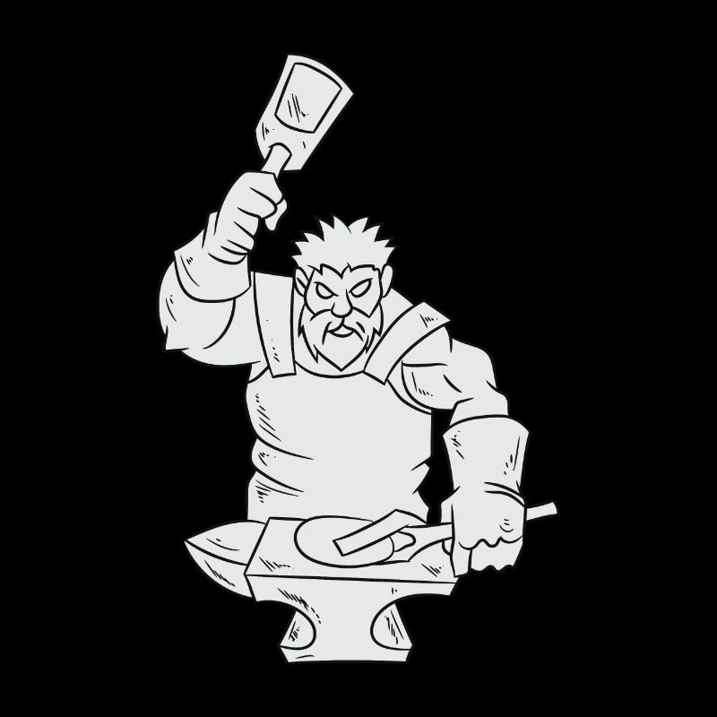 Blacksmith with anvil, hammer and pliers