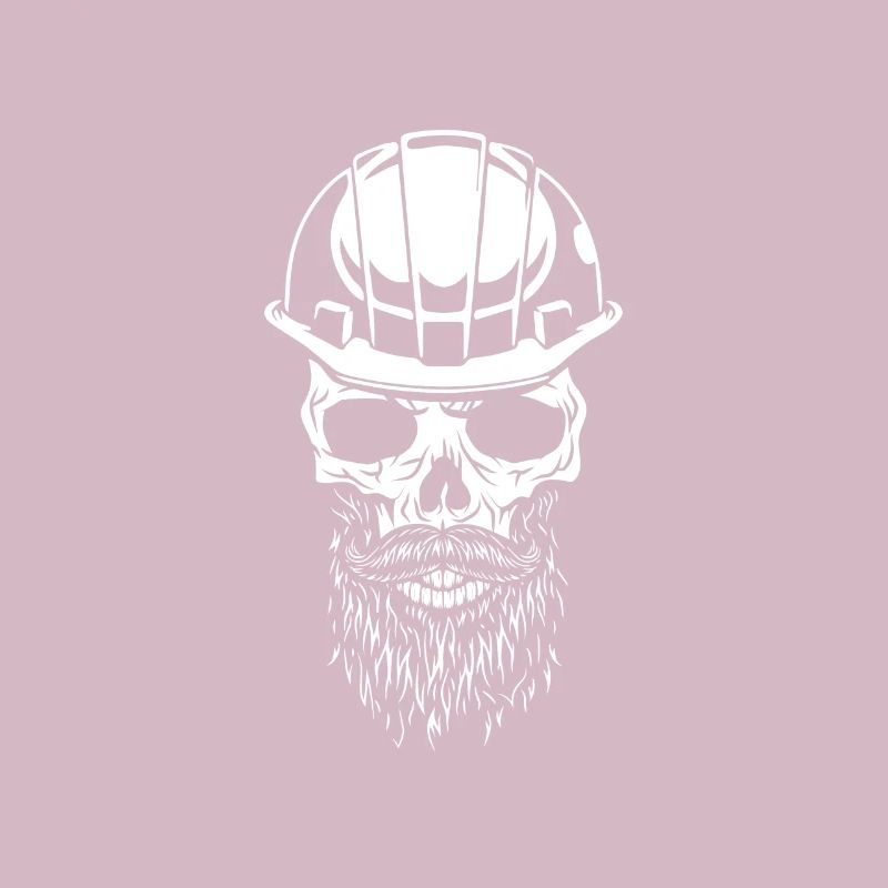 Skull with safety helmet, construction worker