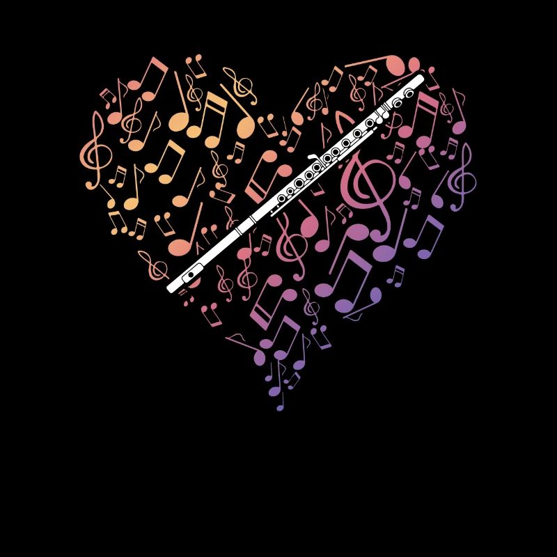Querflöte Geschenk Musik Noten Herz Love