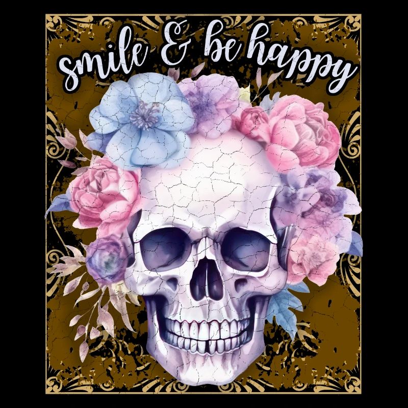 Crâne avec des fleurs, dicton de motivation