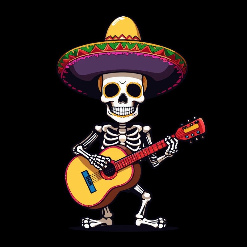 Guitariste squelette mariachi mexicain