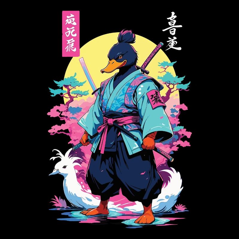 Samurai Ente Aesthetic Vaporwave Stil Japan Kunst