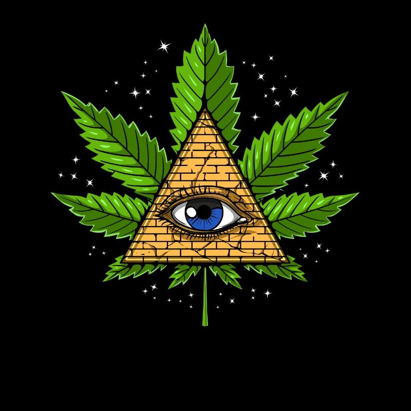 Pyramide d'Illuminati de feuille de mauvaise herbe