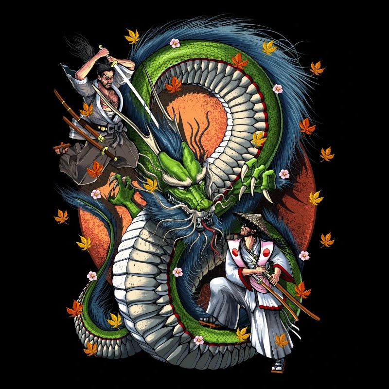 Japanese Samurai Dragon Battle