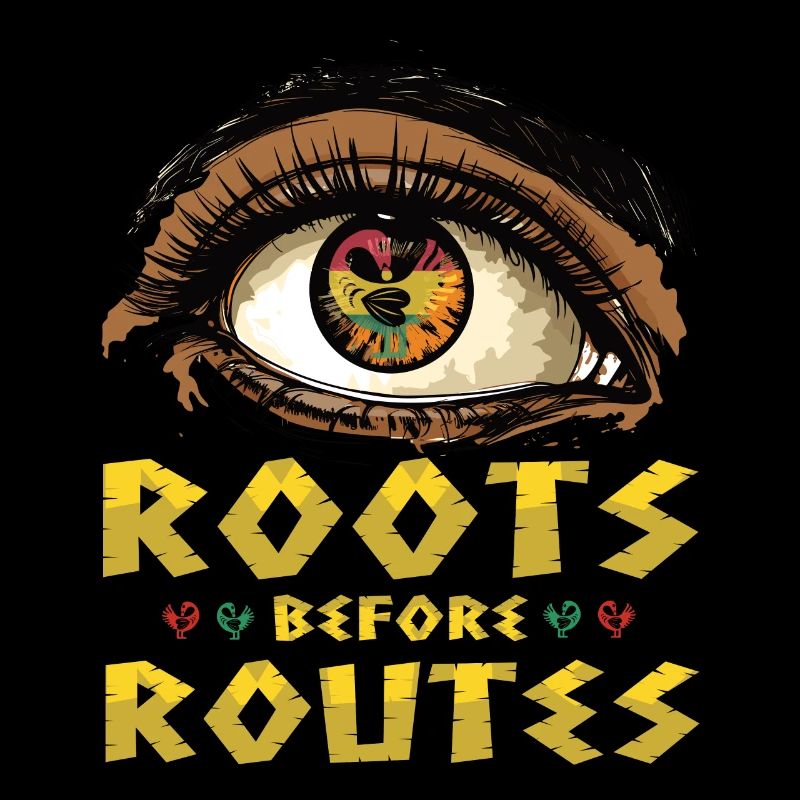 Roots Before Routes "Sankofa Eye Symbol Black