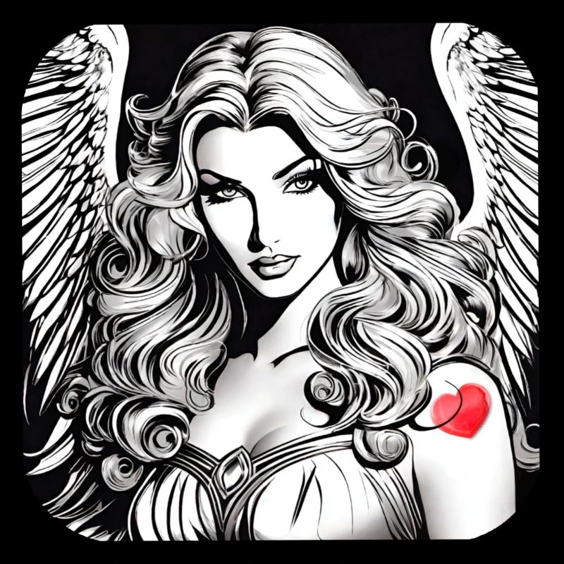Engel mit rotem Herz Tattoo
