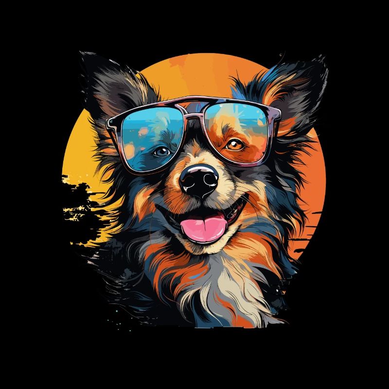 Hund mit Sonnenbrille Pop-Art