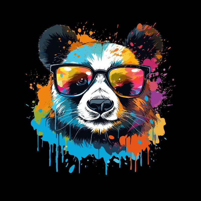 Buntes Wasserfarben Pop-Art Panda Pandabär