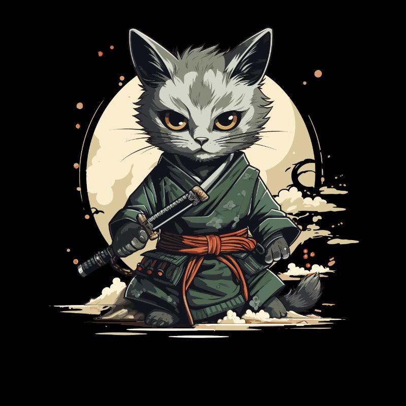 Samurai Katze Ninja Catana Japan Kater Kitty c´Cat