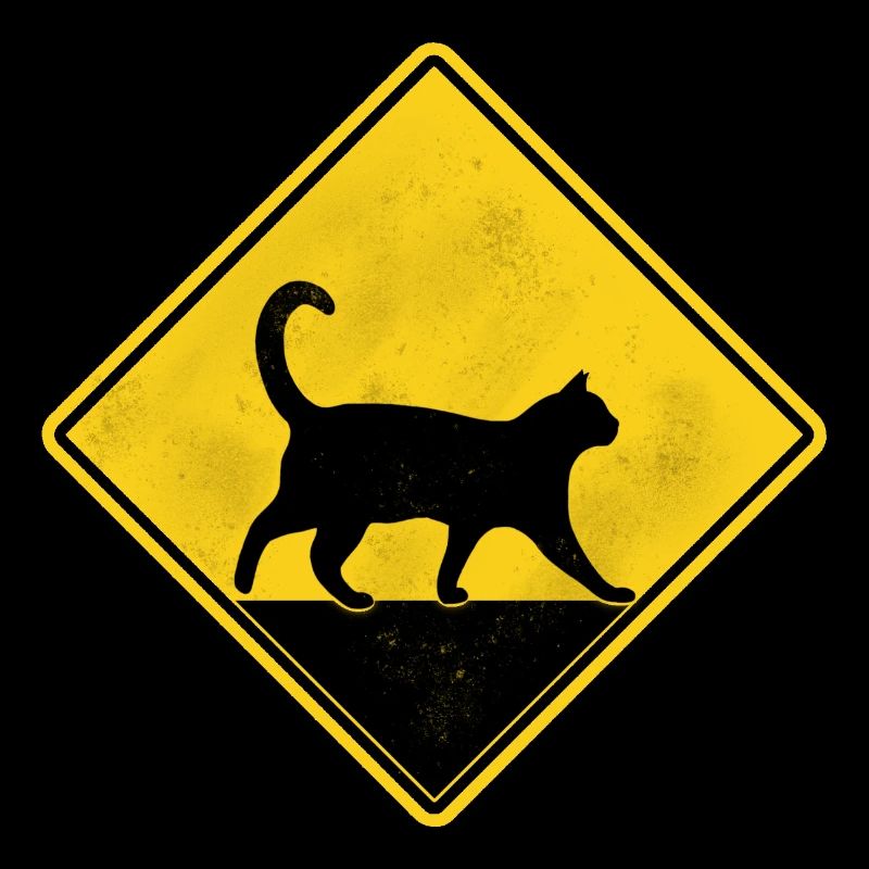 Chat panneau de signalisation jaune