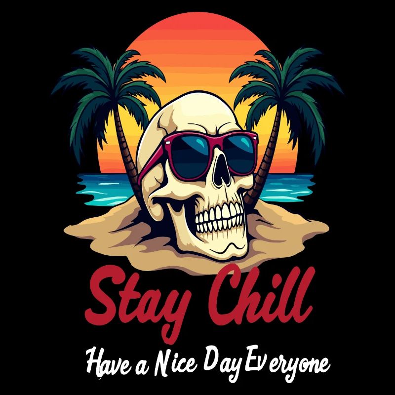 Stay Chill, Totenkopf mit Sonnenbrille Beach Design