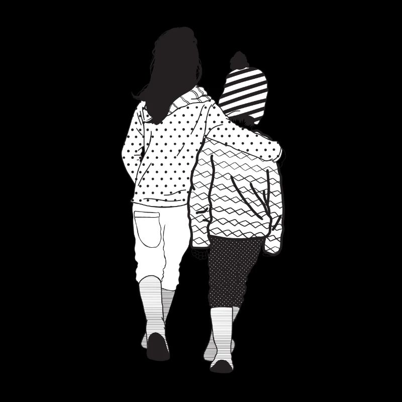 Siblings, patterned in black and white