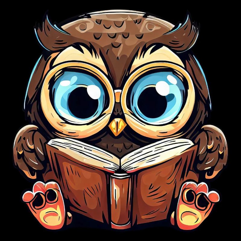 Clever owl and bookworm