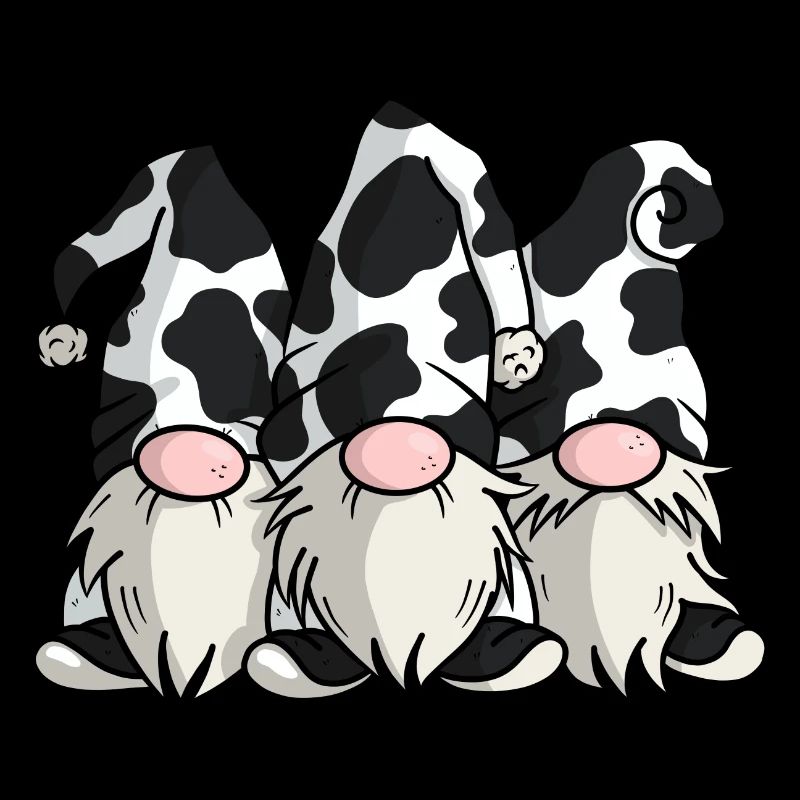 Gnomes mignons d’impression de vache