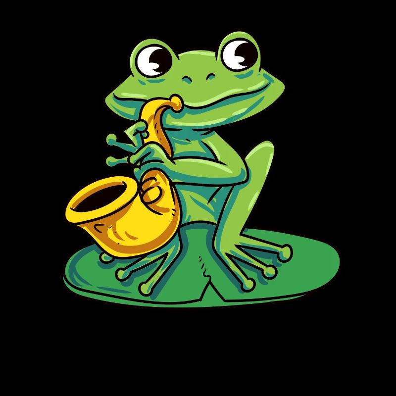 Frosch spielt Saxophon