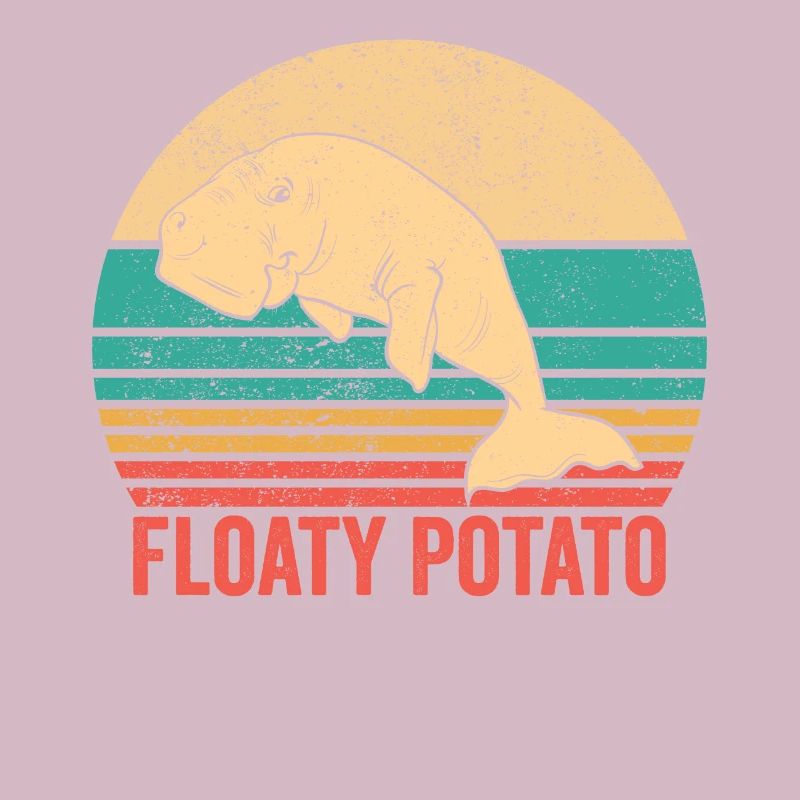 Funny Manatee Floaty Potato Retro