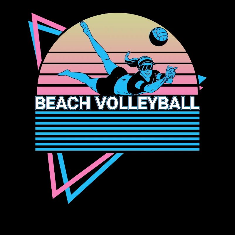 Beach volleyball player retro