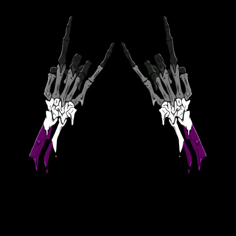 Asexual Pride Ace Flag Devil Horn Skeleton Subtle