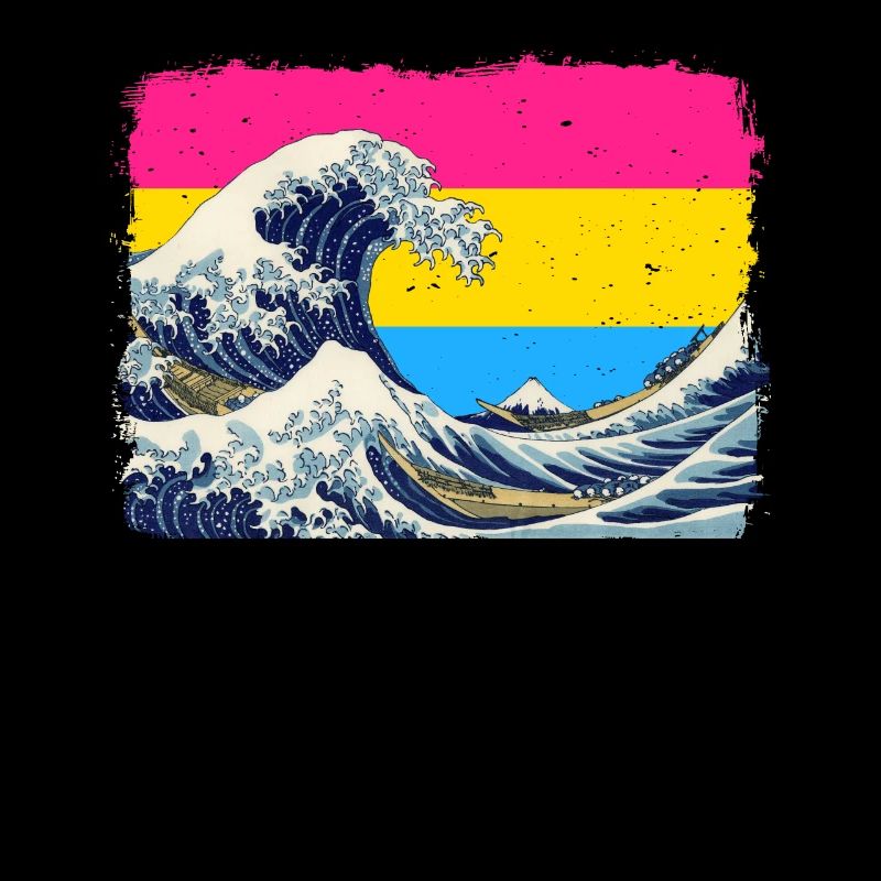 Pansexual Pride Pan Flag Great Wave devant Cana