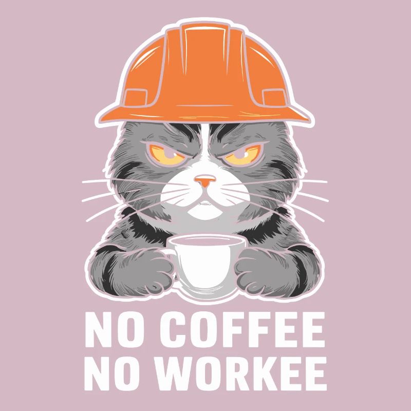 Pas de café pas de travail Conception de chat