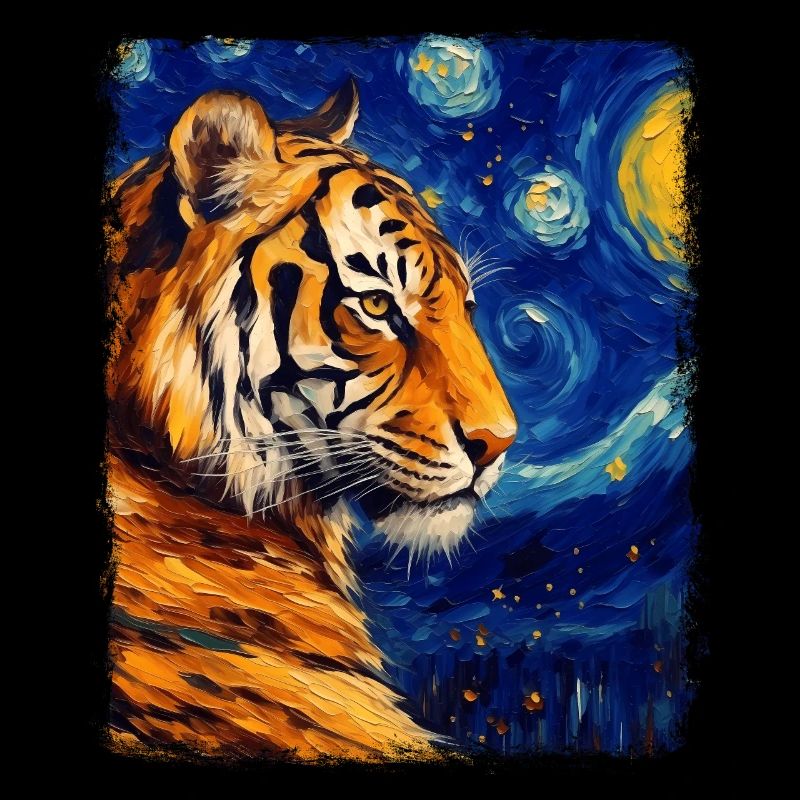 Bengalkatze Sternennacht-Gemälde