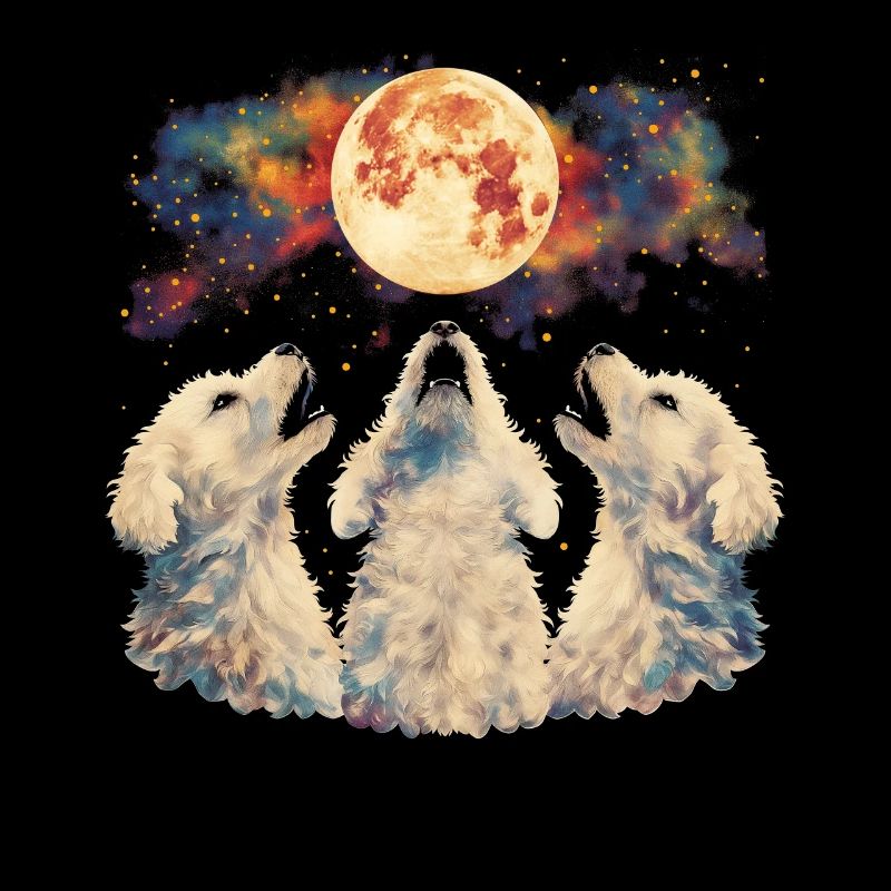 Bichon Frise Hund Heulender Mond