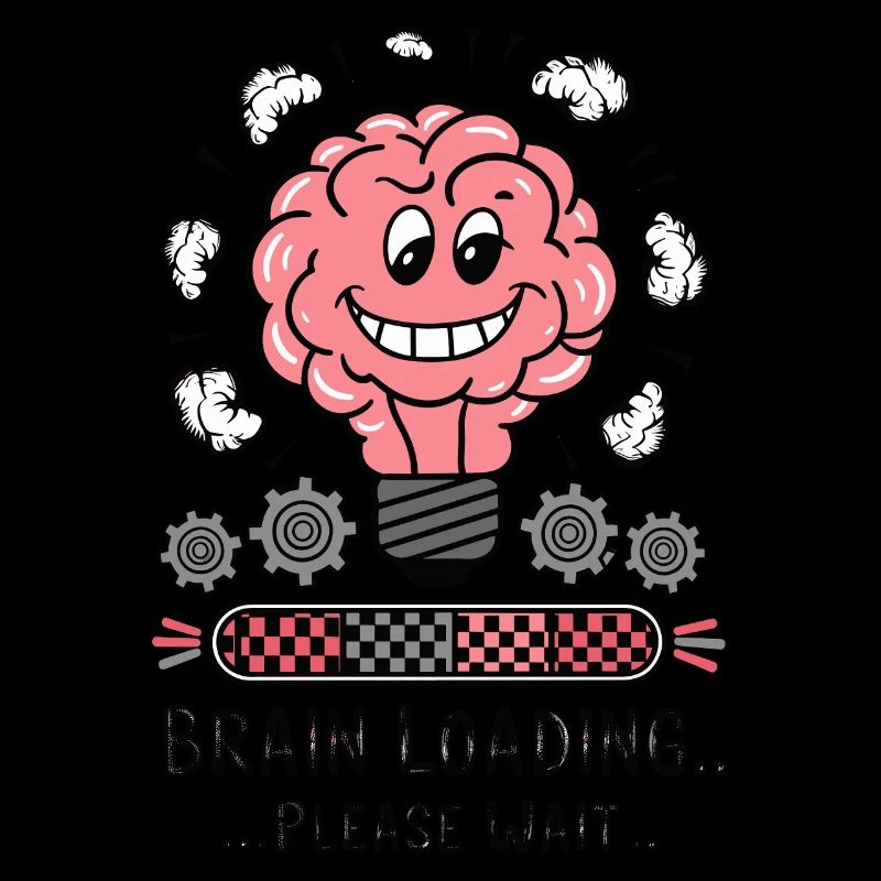 Brain Loading Bitte warten Lustiger Cartoon-Humor