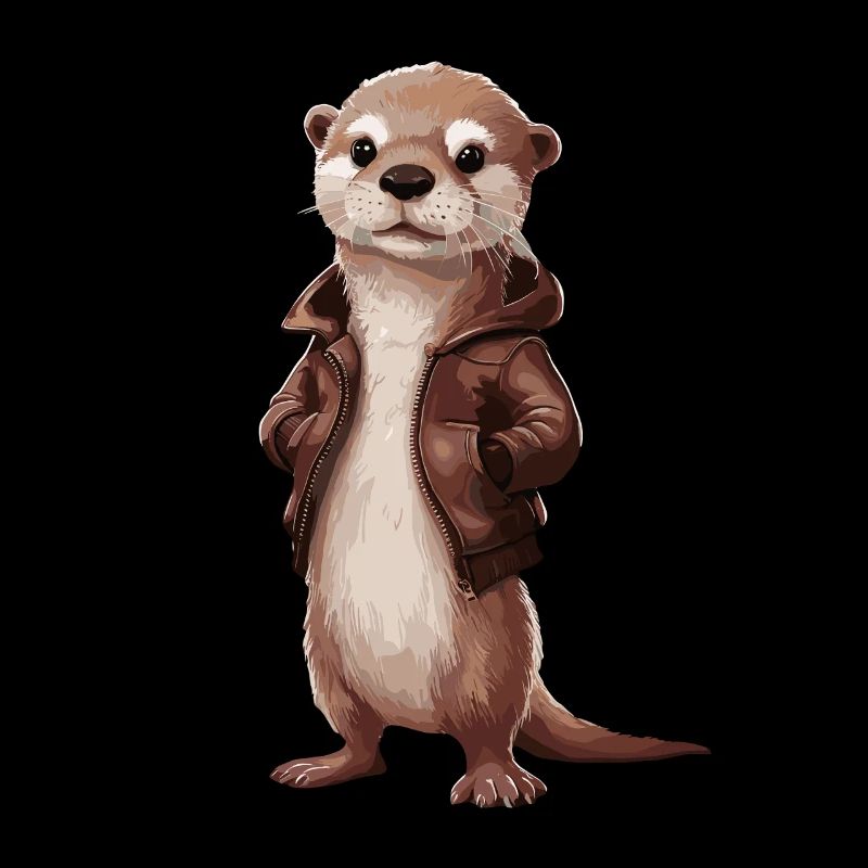 Cooler Otter Mit Lederjacke Illustrationskunst