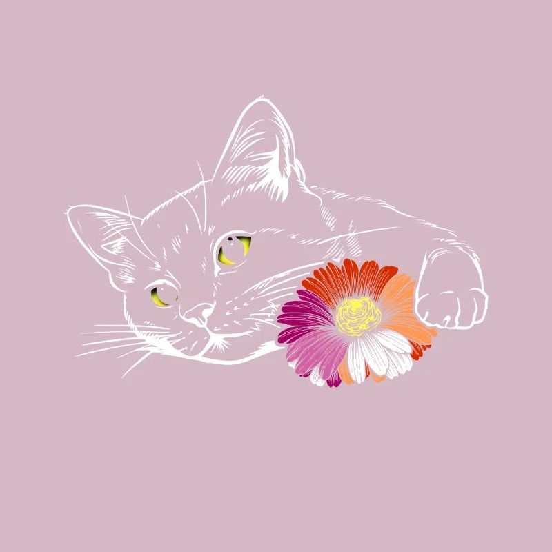 Lesbienne Pride Chat Noir avec Fleur LGBTQ
