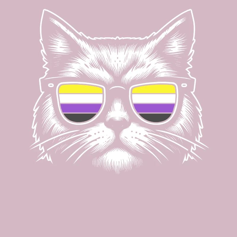 Nonbinary Pride Retro Katze mit Sonnenbrille