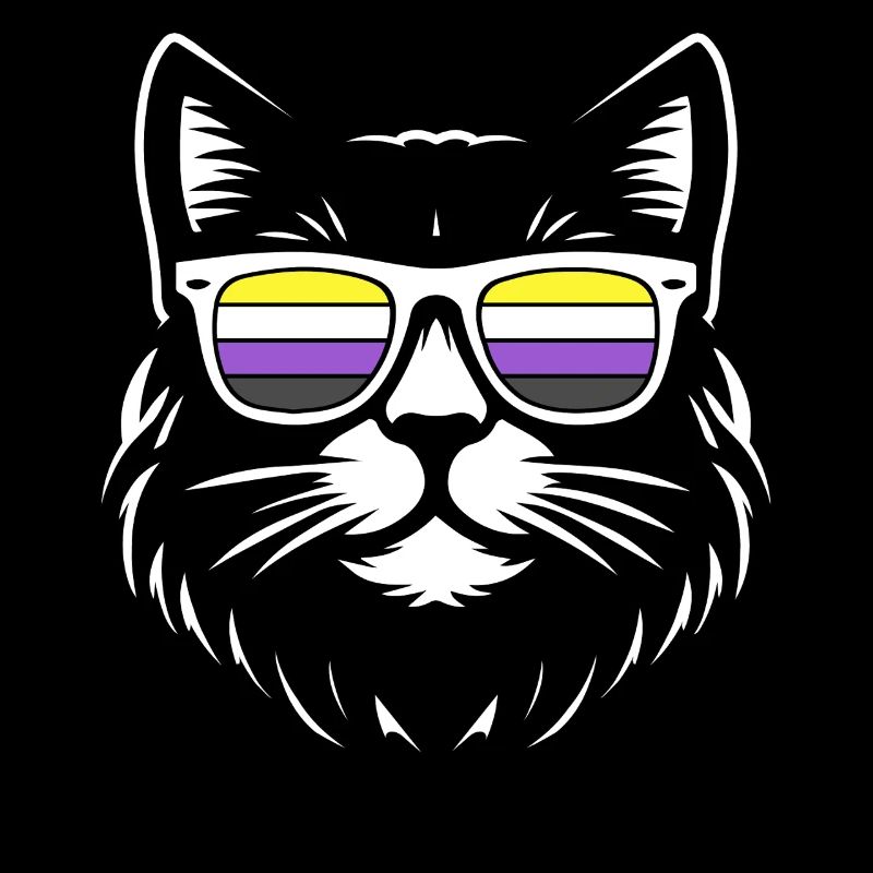 Chat Minimaliste Non-Binary Pride Enby