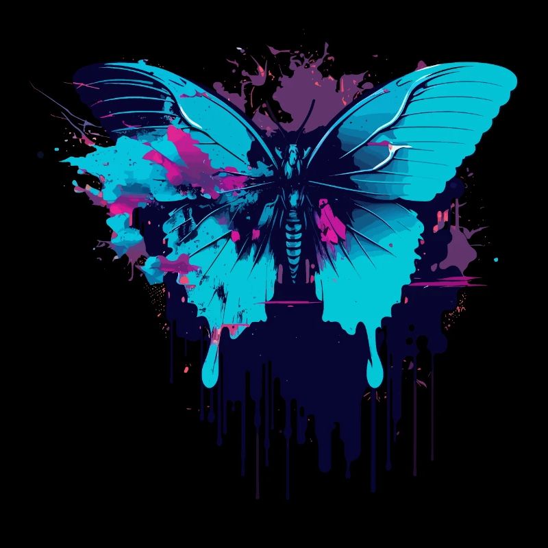 Blauer Vaporwave Schmetterling