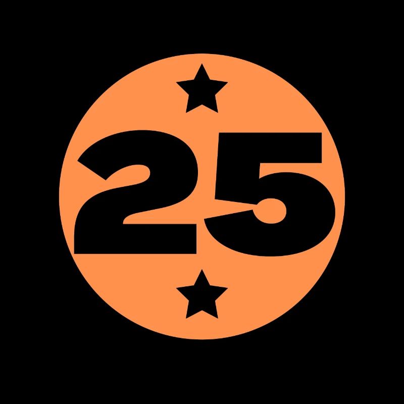 25 Twenty-Five Black Orange Circle Birthday