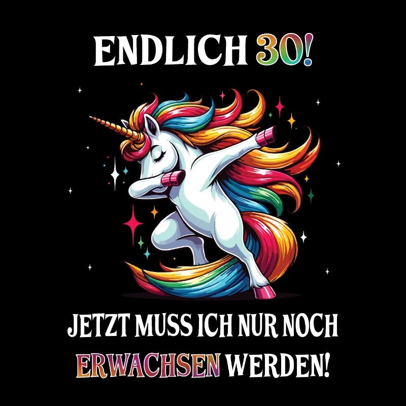 Bunter Einhorn 30. Geburtstag Lustig Spruch Party