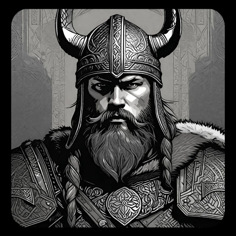 Fier Viking avec des cornes casque berserker germanique