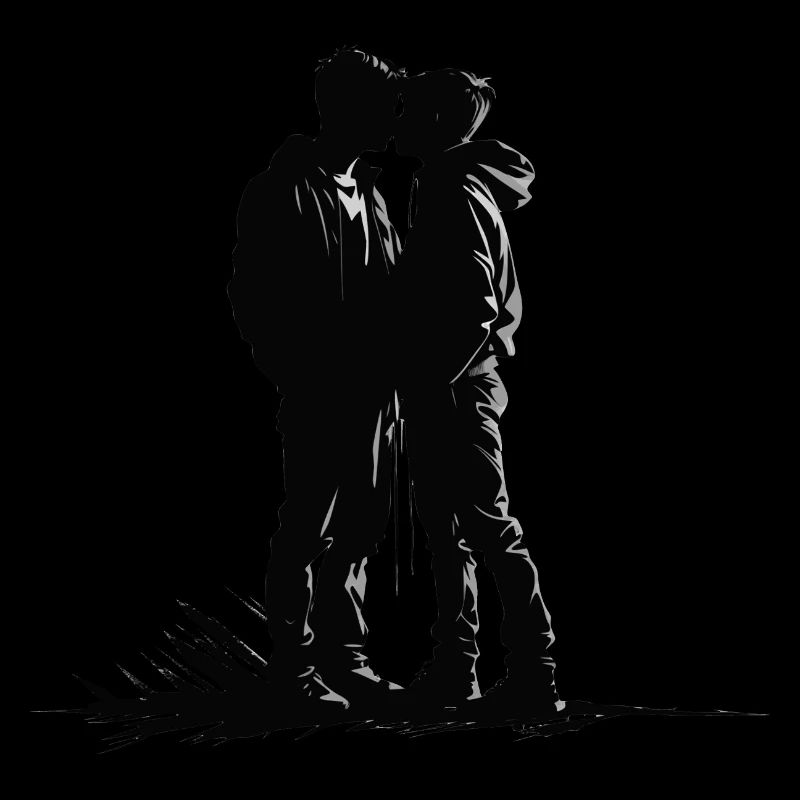 Two boys kissing
