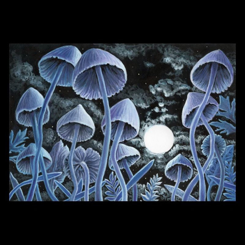 Twelve magic mushrooms at full moon